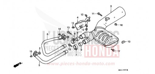 SILENCIEUX D'ECHAPPEMENT NTV650P de 1993